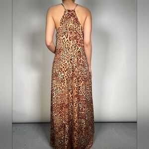 Leopard Print Maxi Dress with Pockets